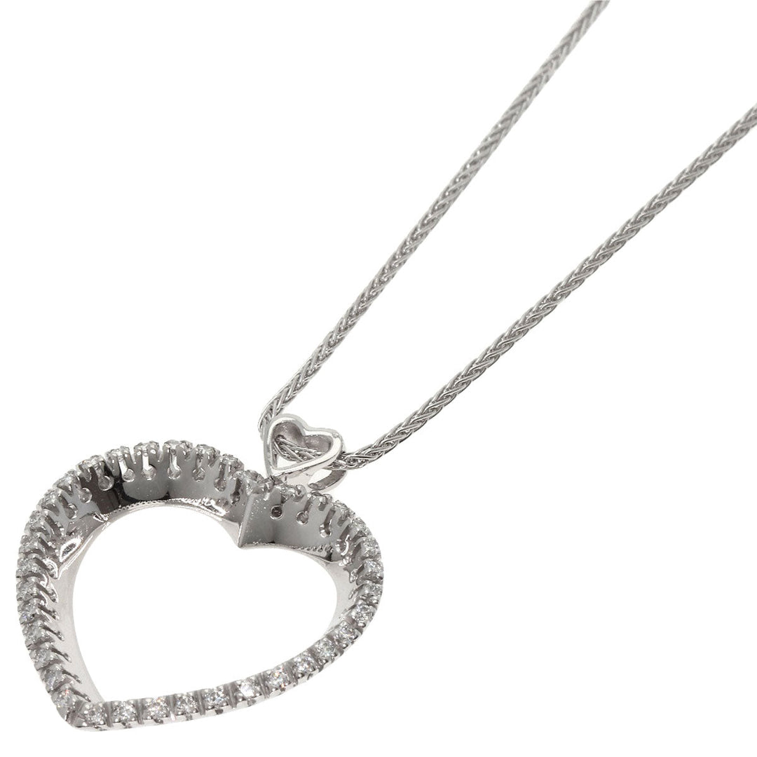 Damiani Necklace PT950 Silver Lover's Heart Diamond