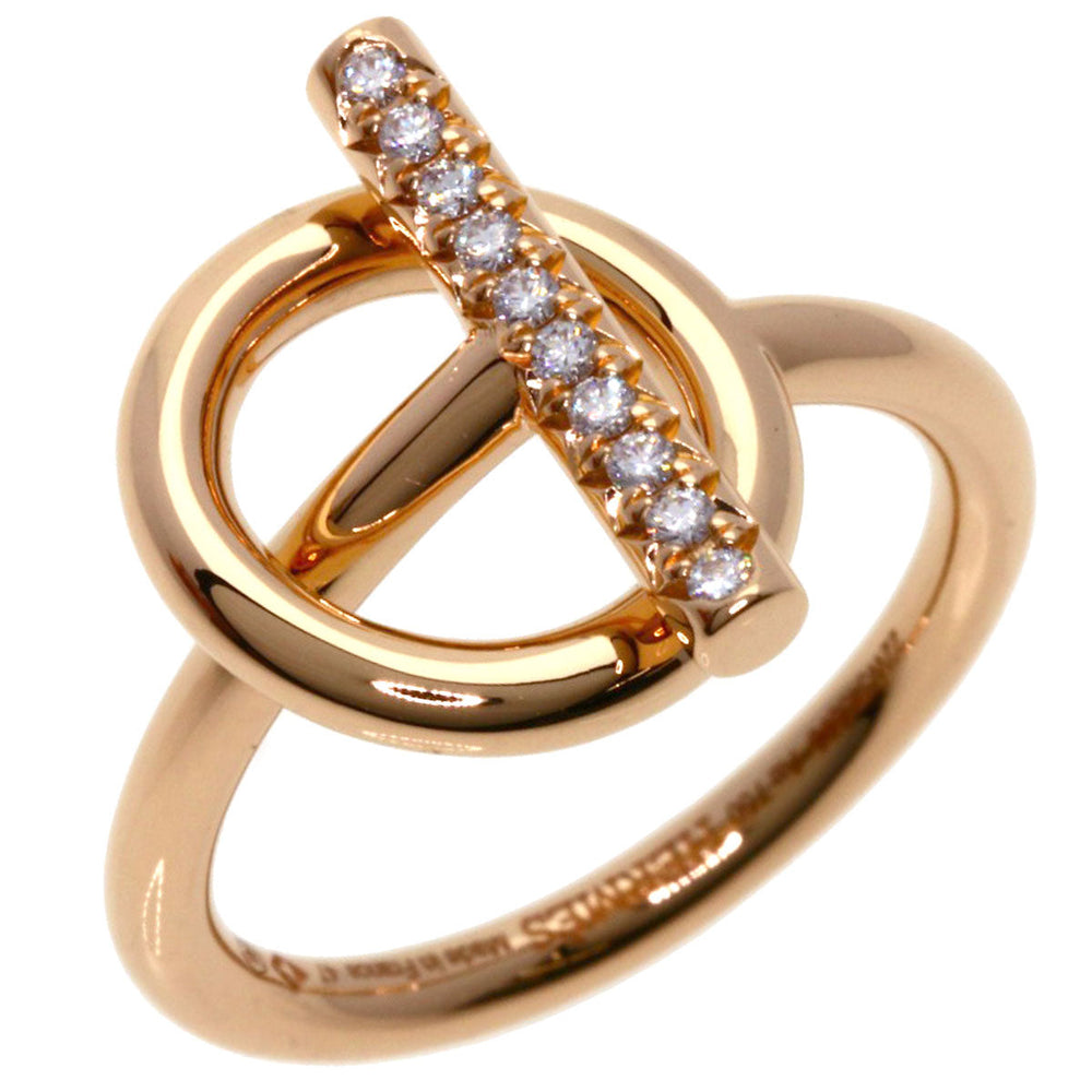 HERMES Ring 18K Pink Gold gold Echappé PM Diamond #47