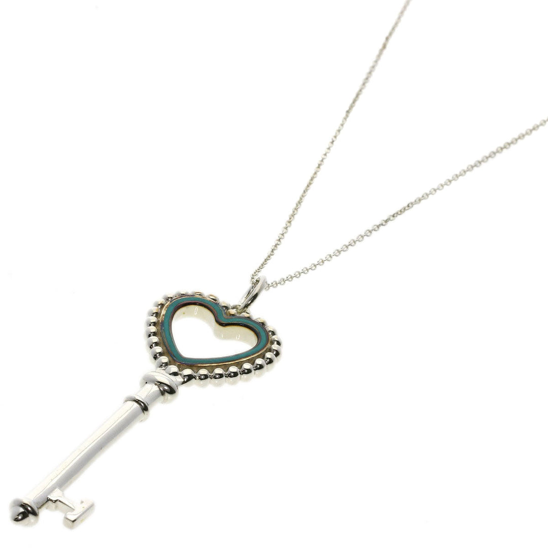 TIFFANY&Co. Necklace SV Silver Beads Heart Key Women Used Authentic
