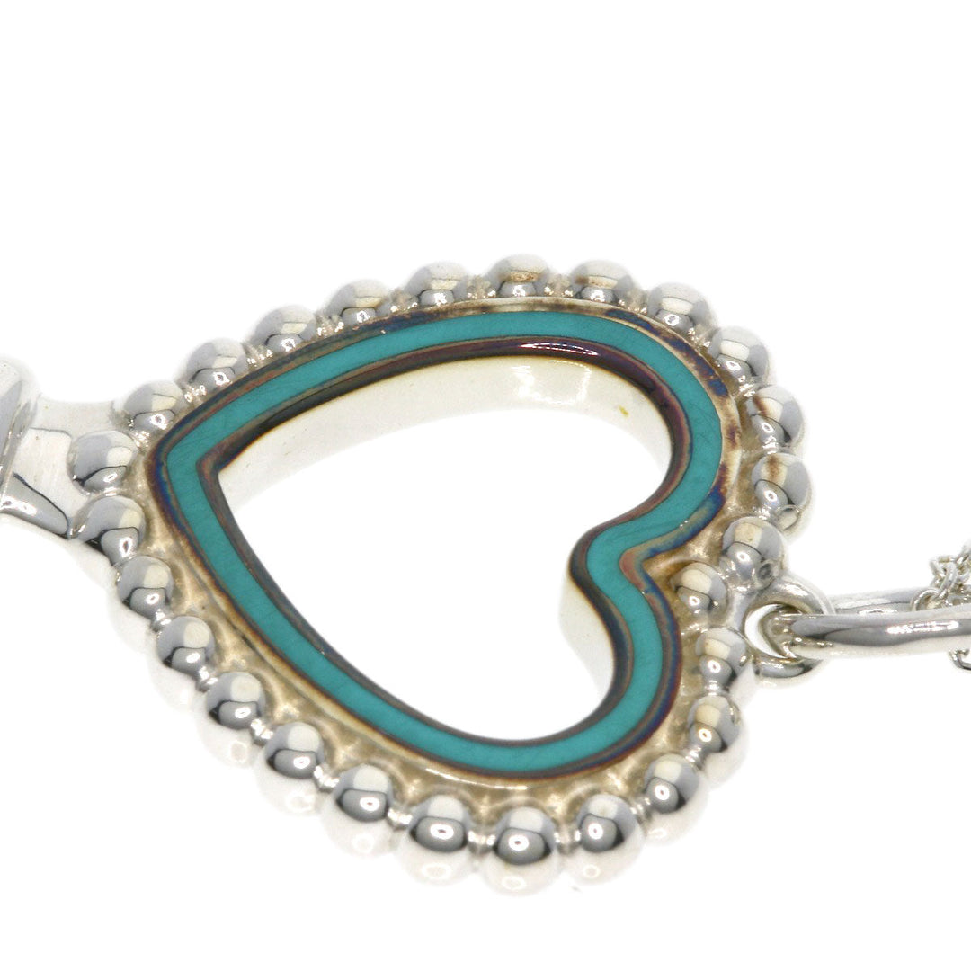TIFFANY&Co. Necklace SV Silver Beads Heart Key Women Used Authentic