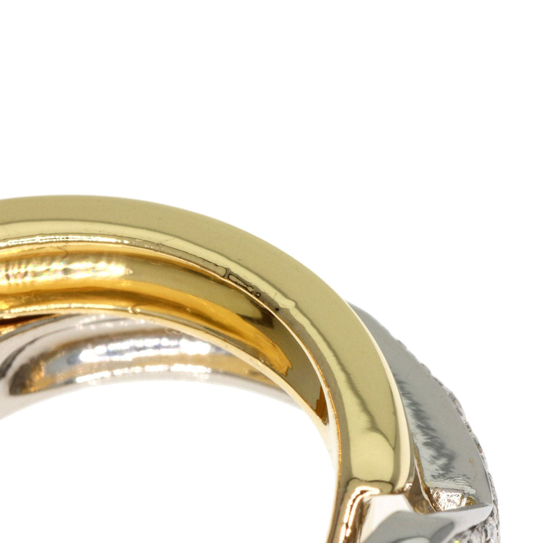 CARTIER Ring 18K Yellow Gold Silver Vintage Diamond #51