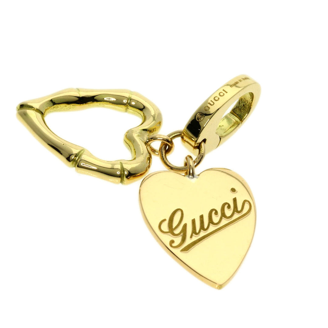 GUCCI Pendant top 18K Yellow Gold gold Heart Double Charm GINZA 2006 Women Used Authentic