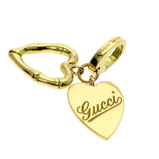 GUCCI Pendant top 18K Yellow Gold gold Heart Double Charm GINZA 2006 Women Used Authentic