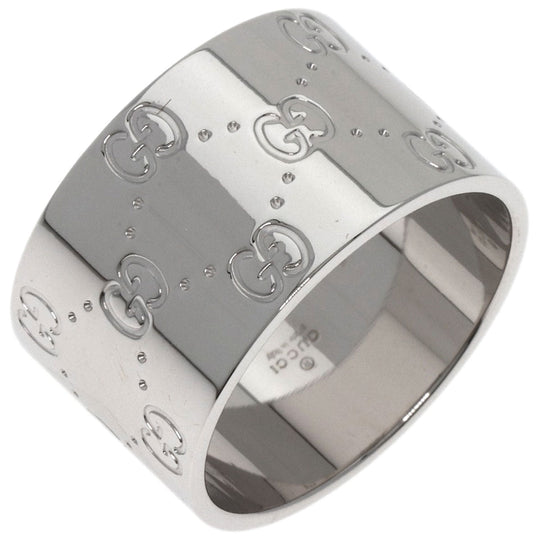 GUCCI Ring K18WG Silver Icon wide # 25 Women Used Authentic