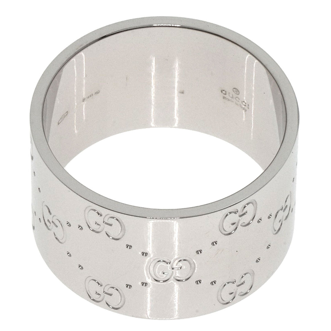 GUCCI Ring K18WG Silver Icon wide # 25 Women Used Authentic