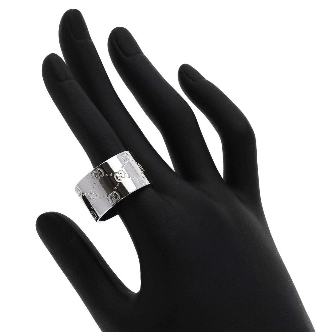 GUCCI Ring K18WG Silver Icon wide # 25 Women Used Authentic