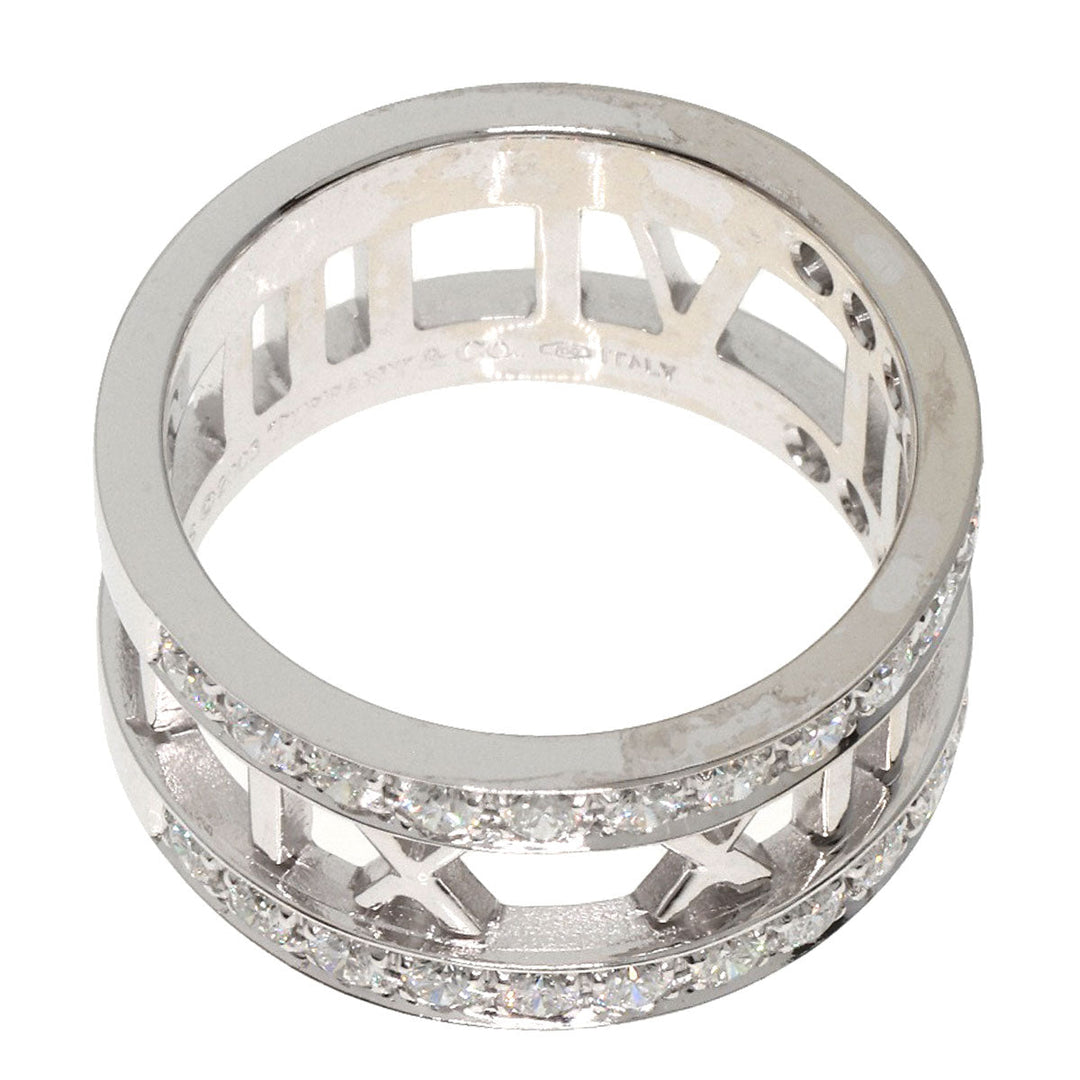 TIFFANY&Co. Ring K18WG Silver Open Atlas Diamond Women Used Authentic