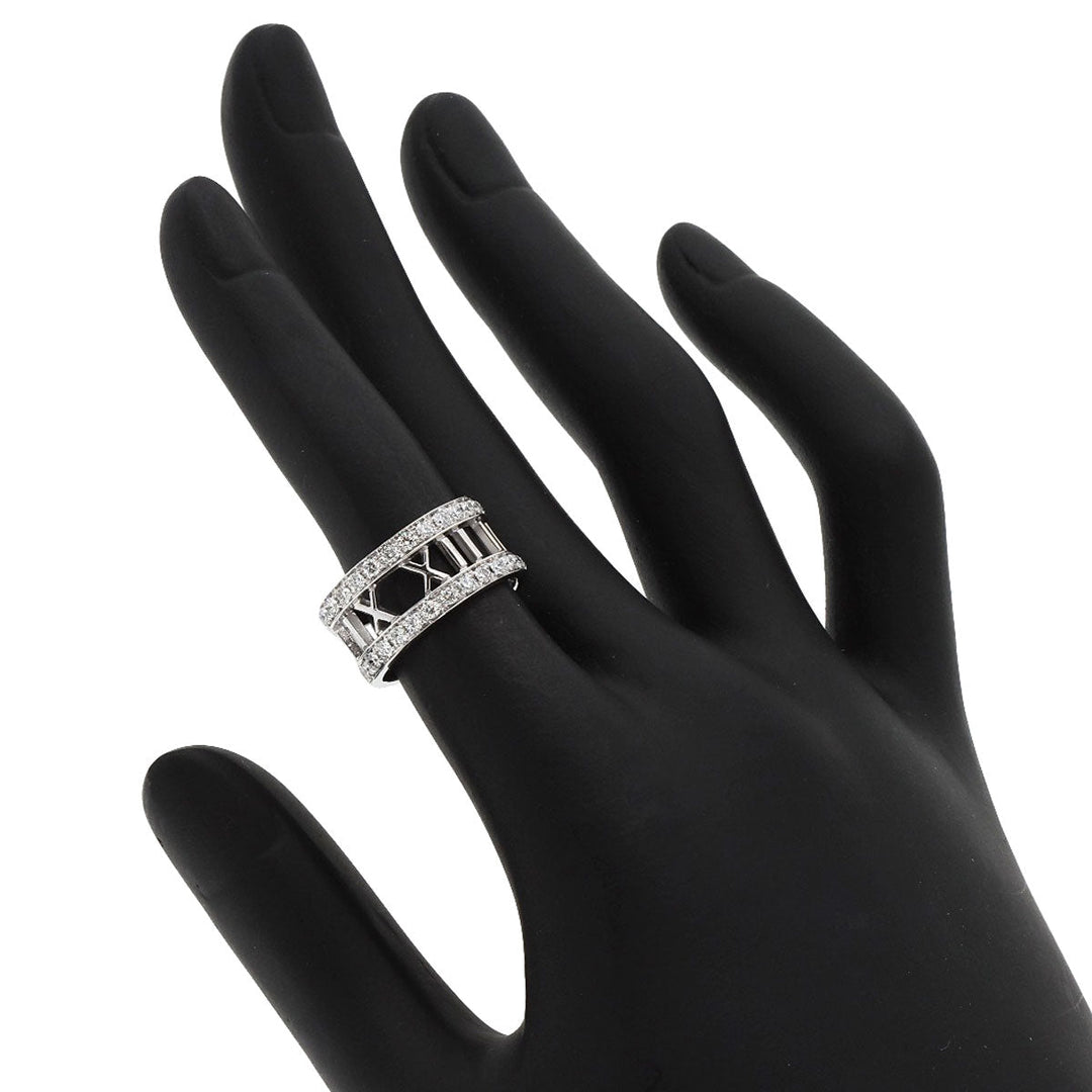 TIFFANY&Co. Ring K18WG Silver Open Atlas Diamond Women Used Authentic