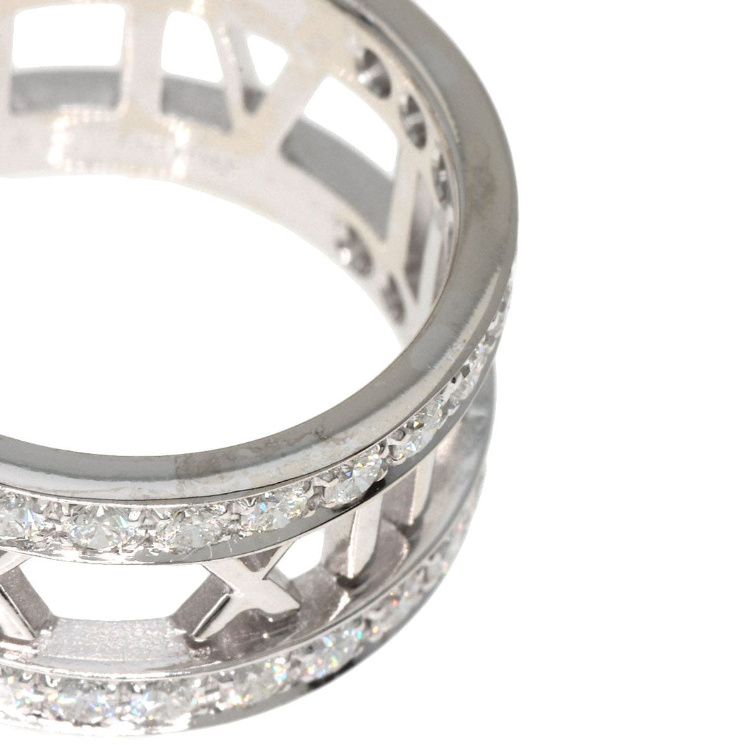 TIFFANY&Co. Ring K18WG Silver Open Atlas Diamond Women Used Authentic