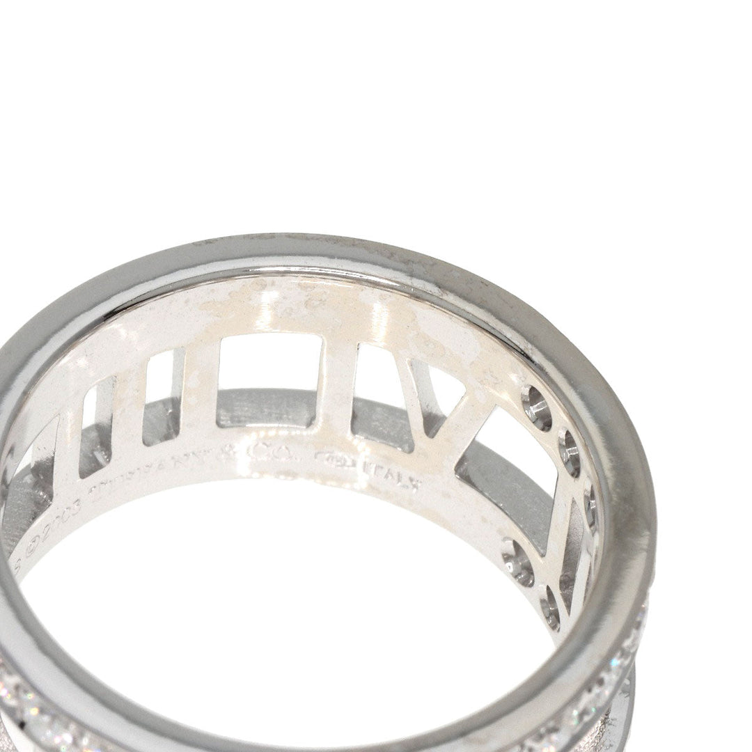 TIFFANY&Co. Ring K18WG Silver Open Atlas Diamond Women Used Authentic