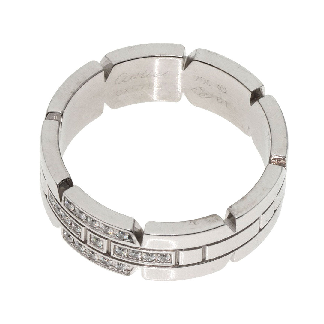 CARTIER Ring K18WG Silver Tank Francaise Diamond #61 Women Used Authentic