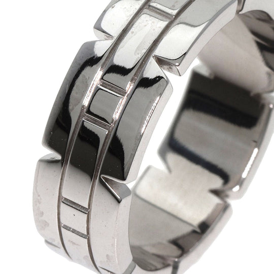 CARTIER Ring K18WG Silver Tank Francaise Diamond #61 Women Used Authentic