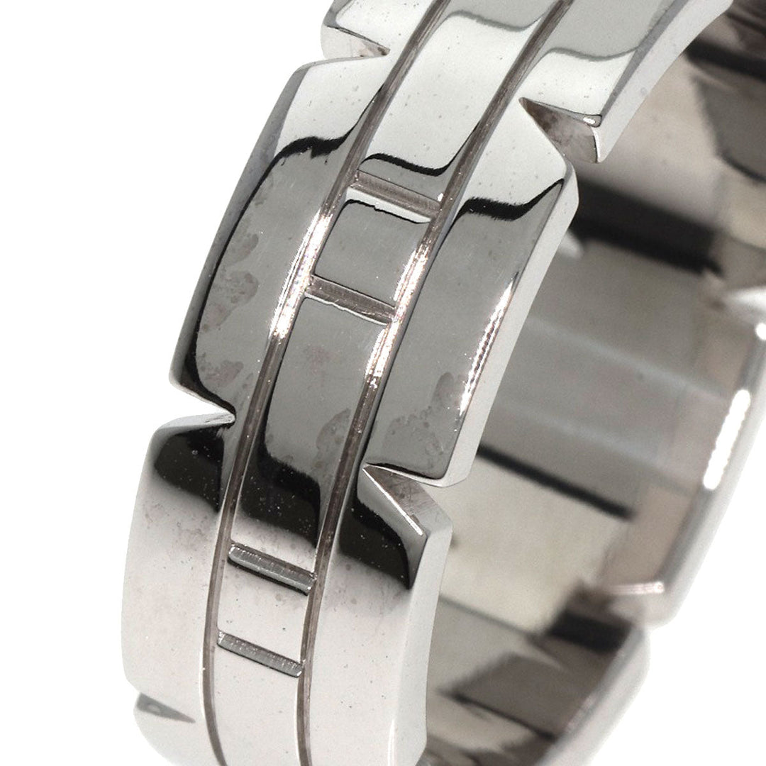 CARTIER Ring K18WG Silver Tank Francaise Diamond #61 Women Used Authentic