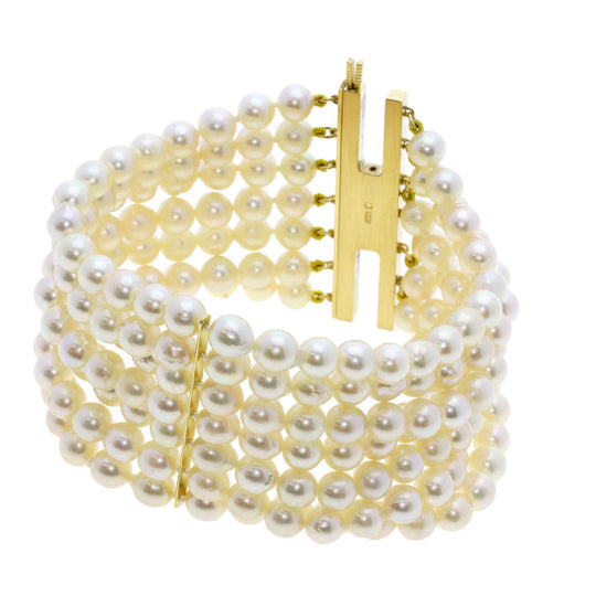 MIKIMOTO bracelet 18K Yellow Gold white Akoya pearl Pearl