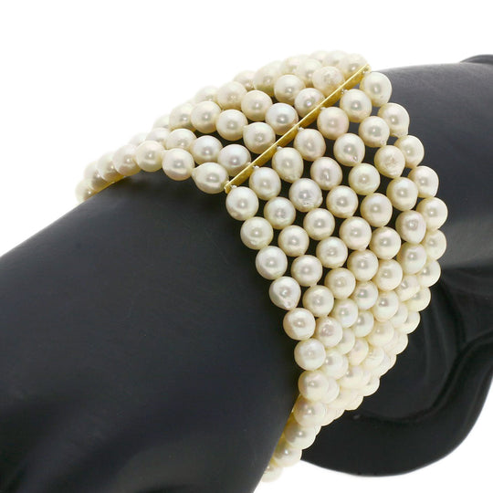 MIKIMOTO bracelet 18K Yellow Gold white Akoya pearl Pearl