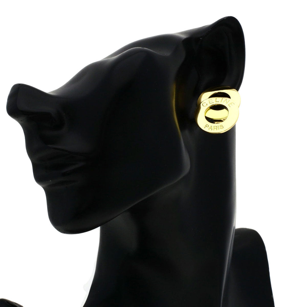 CELINE Earring 18K Yellow Gold gold Circle motif logo Women Used Authentic