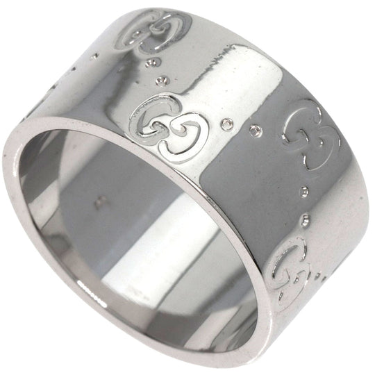 GUCCI Ring K18WG Silver Icon wide # 8 Women Used Authentic