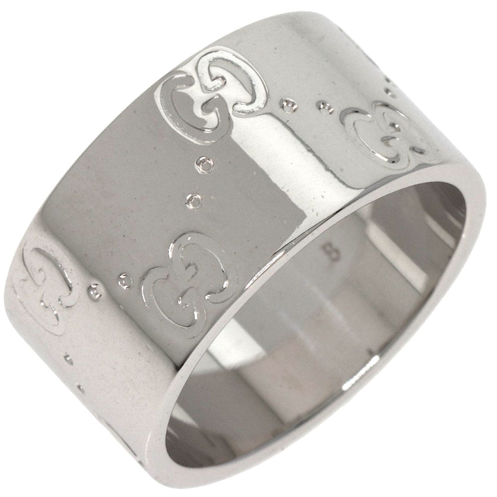 GUCCI Ring K18WG Silver Icon wide # 8 Women Used Authentic