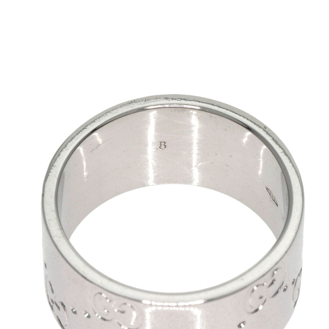 GUCCI Ring K18WG Silver Icon wide # 8 Women Used Authentic