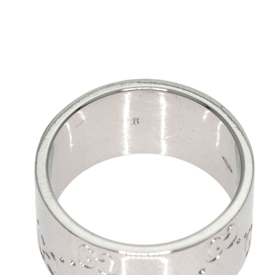 GUCCI Ring K18WG Silver Icon wide # 8 Women Used Authentic