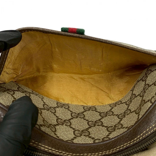 GUCCI Shoulder Bag leather Brown GG logo Pattern Sherry line