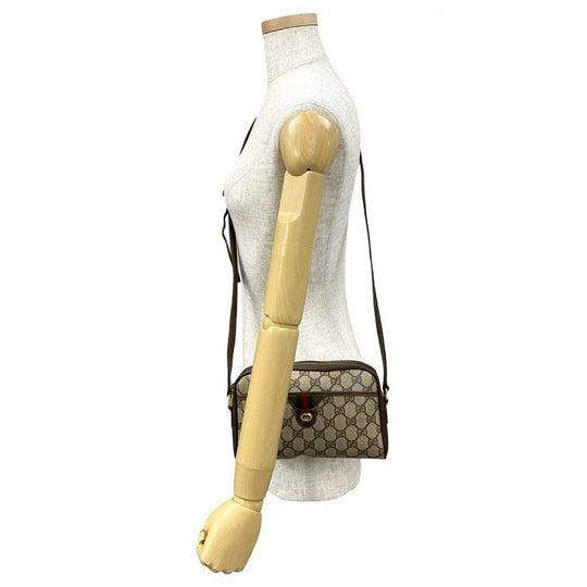 GUCCI Shoulder Bag leather Brown GG logo Pattern Sherry line