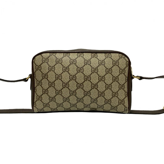 GUCCI Shoulder Bag leather Brown GG logo Pattern Sherry line