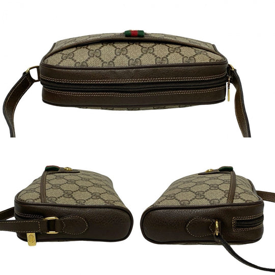 GUCCI Shoulder Bag leather Brown GG logo Pattern Sherry line