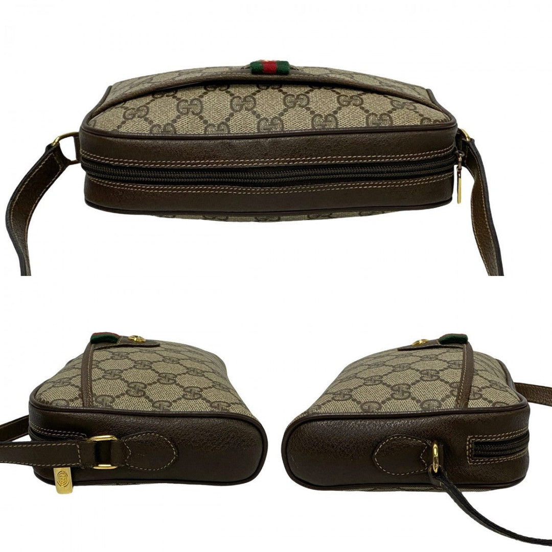 GUCCI Shoulder Bag leather Brown GG logo Pattern Sherry line