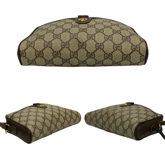 GUCCI Shoulder Bag leather Brown GG logo Pattern Sherry line