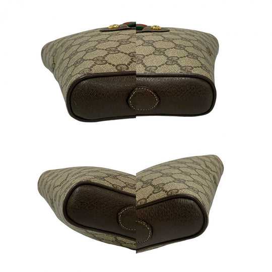 GUCCI Shoulder Bag leather Brown GG logo Pattern Sherry line