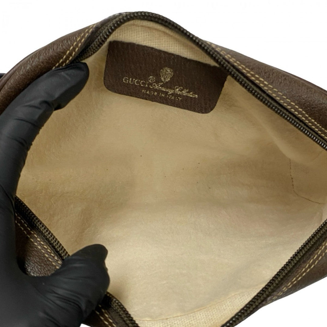 GUCCI Shoulder Bag leather Brown GG logo Pattern Sherry line