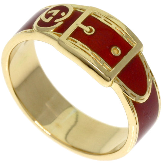 GUCCI Ring 18K Yellow Gold gold Belt motif enamel