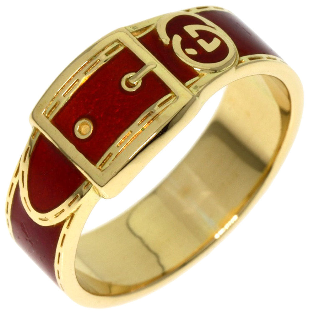 GUCCI Ring 18K Yellow Gold gold Belt motif enamel