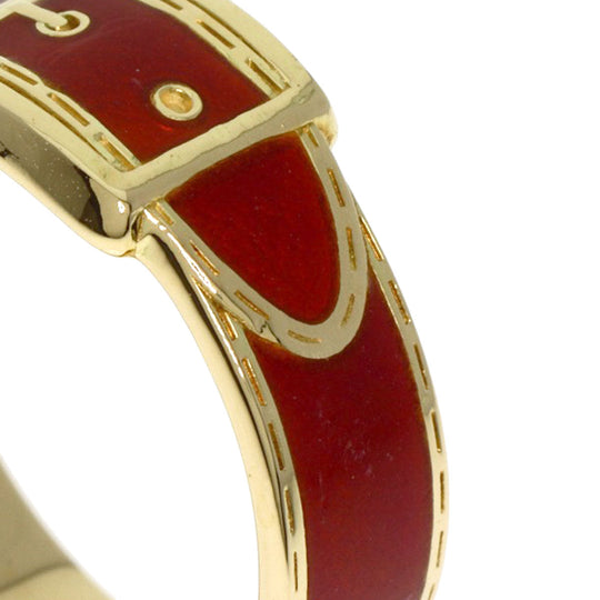 GUCCI Ring 18K Yellow Gold gold Belt motif enamel