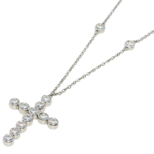TIFFANY&Co. Necklace PT950 Silver Jazz Cross Diamond