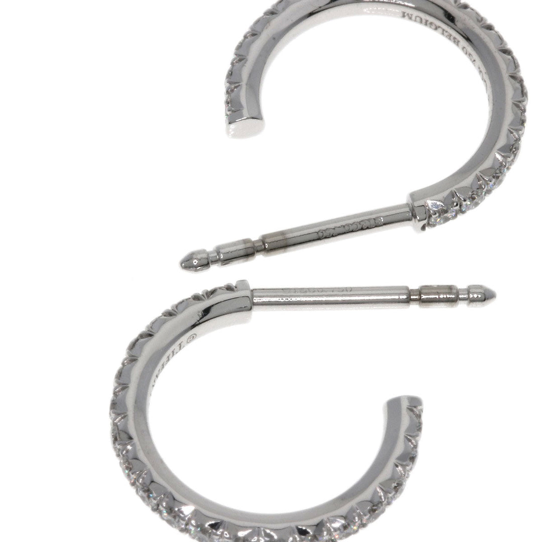 TIFFANY&Co. Pierce K18WG Silver Metro Hoop Small Diamond Women Used Authentic