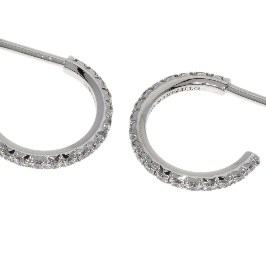 TIFFANY&Co. Pierce K18WG Silver Metro Hoop Small Diamond Women Used Authentic