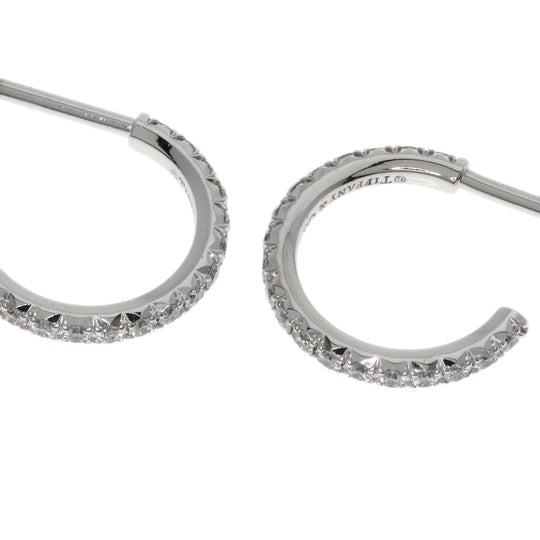 TIFFANY&Co. Pierce K18WG Silver Metro Hoop Small Diamond Women Used Authentic