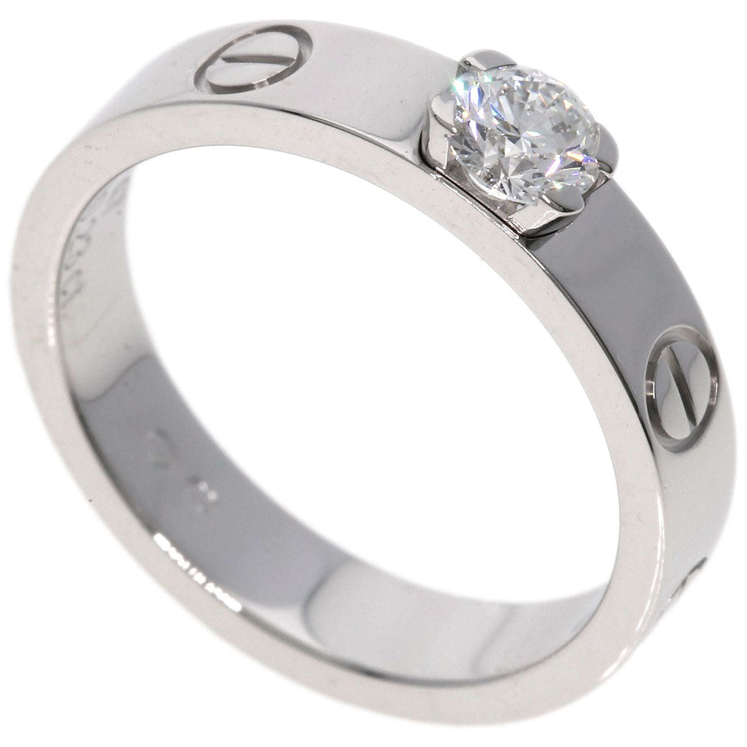CARTIER Ring K18WG Silver Mini love ring Diamond #47 E-VS1-EX Women Used Authentic
