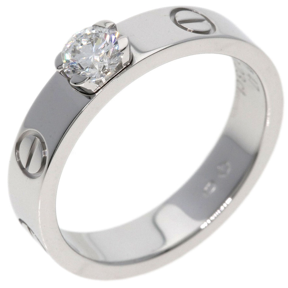 CARTIER Ring K18WG Silver Mini love ring Diamond #47 E-VS1-EX Women Used Authentic