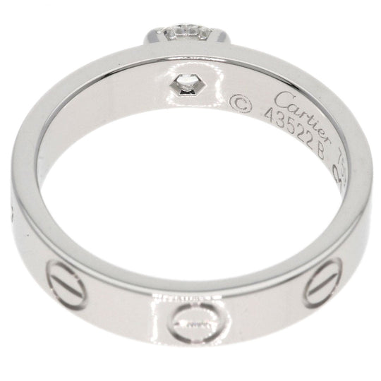 CARTIER Ring K18WG Silver Mini love ring Diamond #47 E-VS1-EX Women Used Authentic