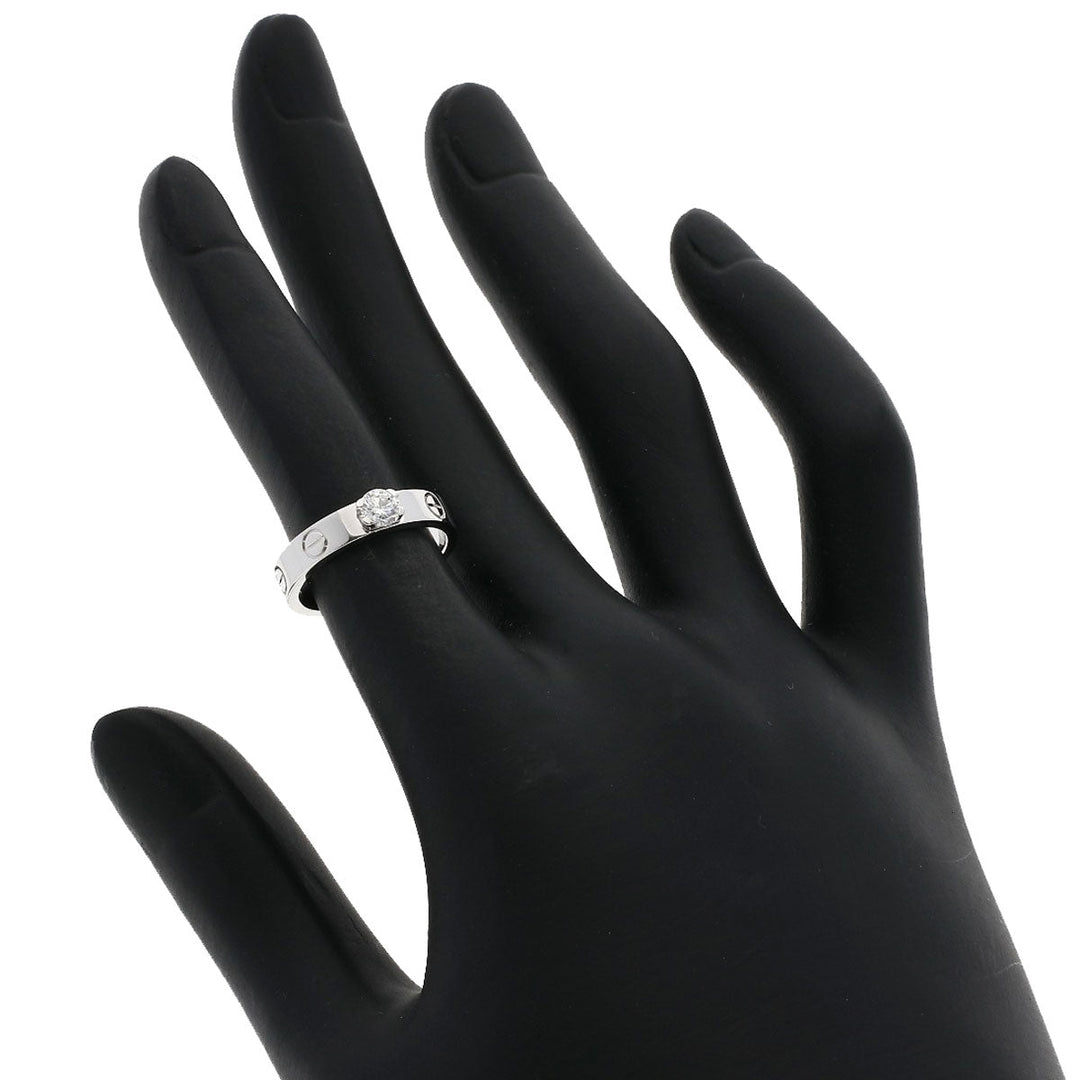 CARTIER Ring K18WG Silver Mini love ring Diamond #47 E-VS1-EX Women Used Authentic
