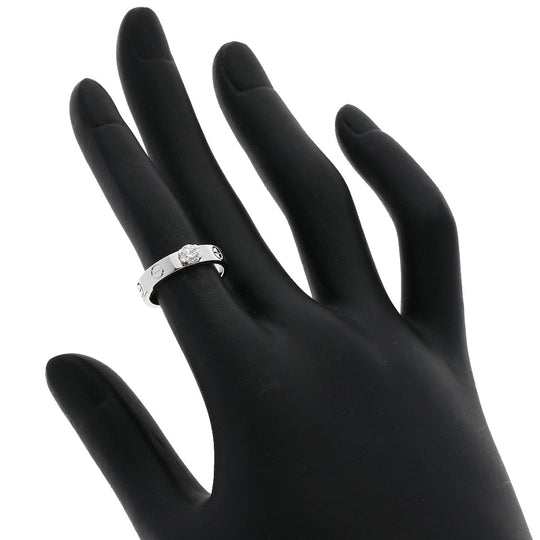 CARTIER Ring K18WG Silver Mini love ring Diamond #47 E-VS1-EX Women Used Authentic