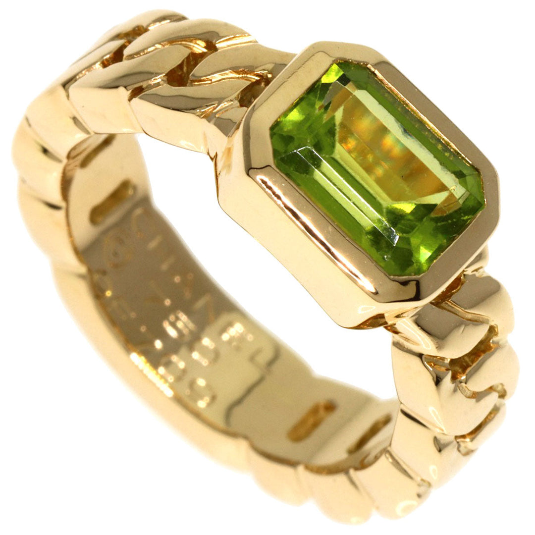 CHANEL Ring 18K Yellow Gold gold Matelasse Peridot Chain Women Used Authentic