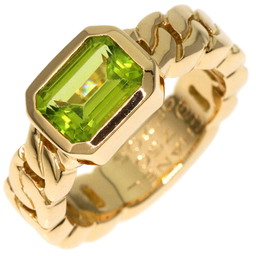 CHANEL Ring 18K Yellow Gold gold Matelasse Peridot Chain Women Used Authentic