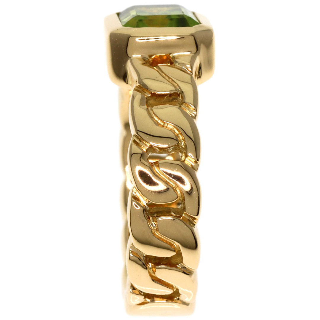 CHANEL Ring 18K Yellow Gold gold Matelasse Peridot Chain Women Used Authentic