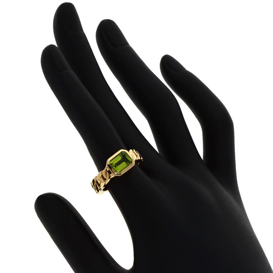 CHANEL Ring 18K Yellow Gold gold Matelasse Peridot Chain Women Used Authentic