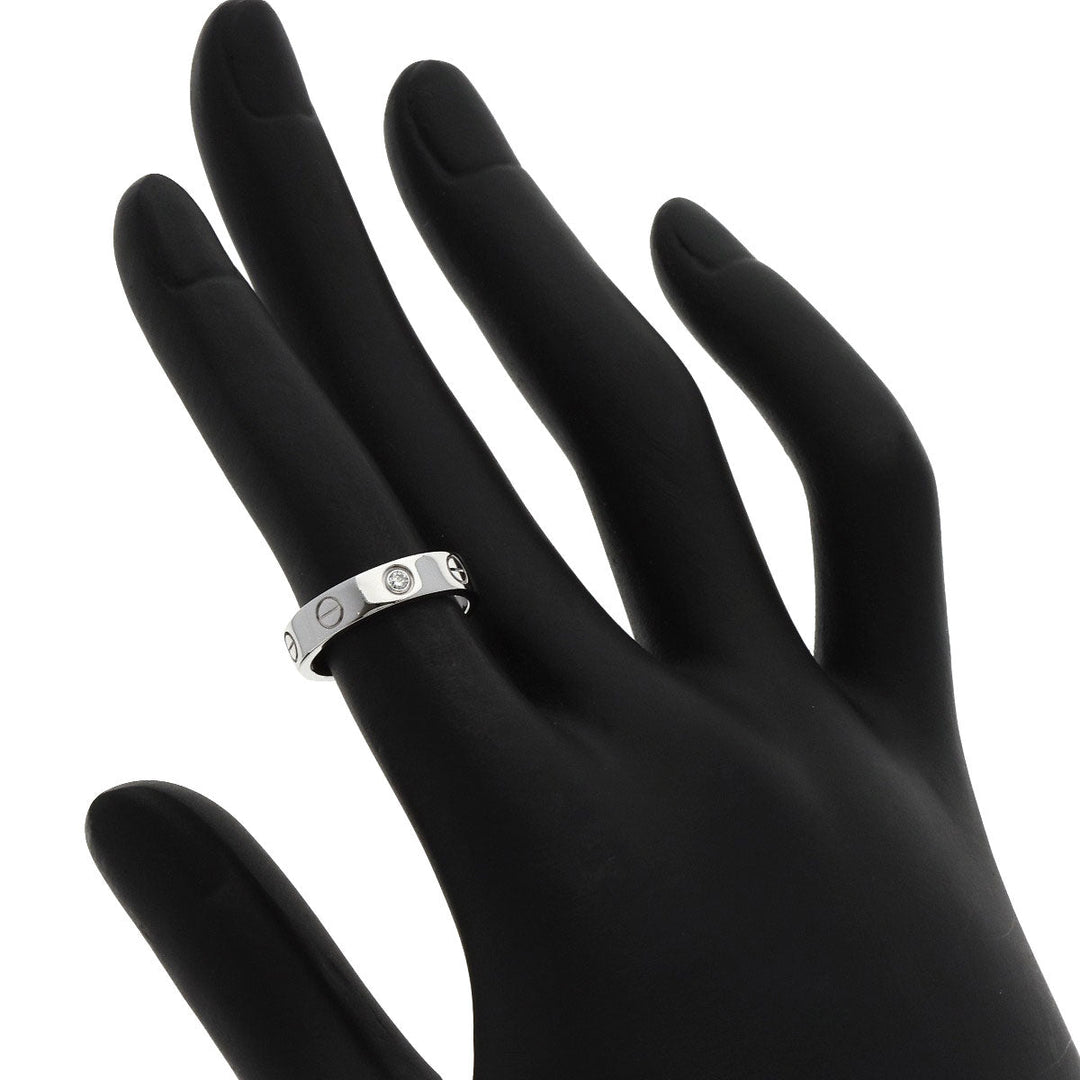 CARTIER Ring K18WG Silver Mini love ring 1P Diamond #47 Women Used Authentic