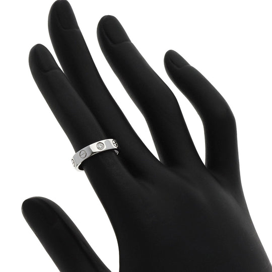 CARTIER Ring K18WG Silver Mini love ring 1P Diamond #47 Women Used Authentic